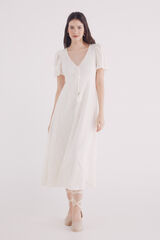 Springfield Vestido midi crochet manga capa café