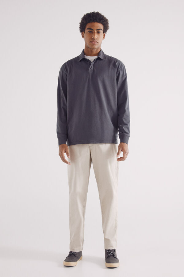 Springfield Polo manga larga lavado regular fit azul
