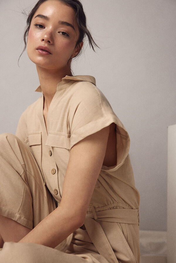 Springfield Jumpsuit camisero lino café