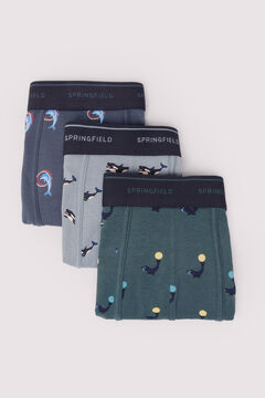 Springfield Pack 3 bóxers animales marinos azul