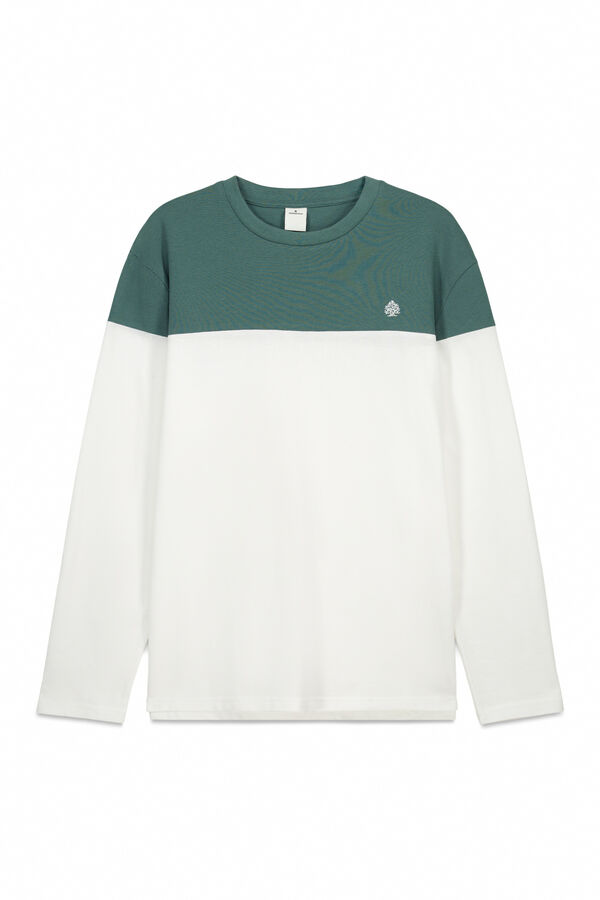 Springfield Playera manga larga bloque de color natural