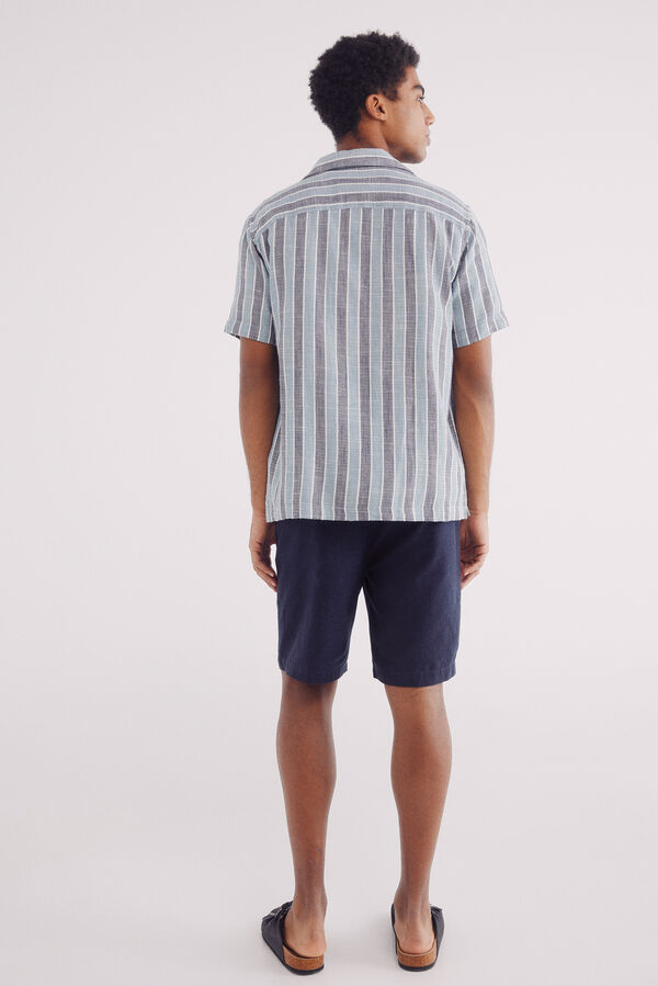 Springfield Bermuda lino slim fit azulado