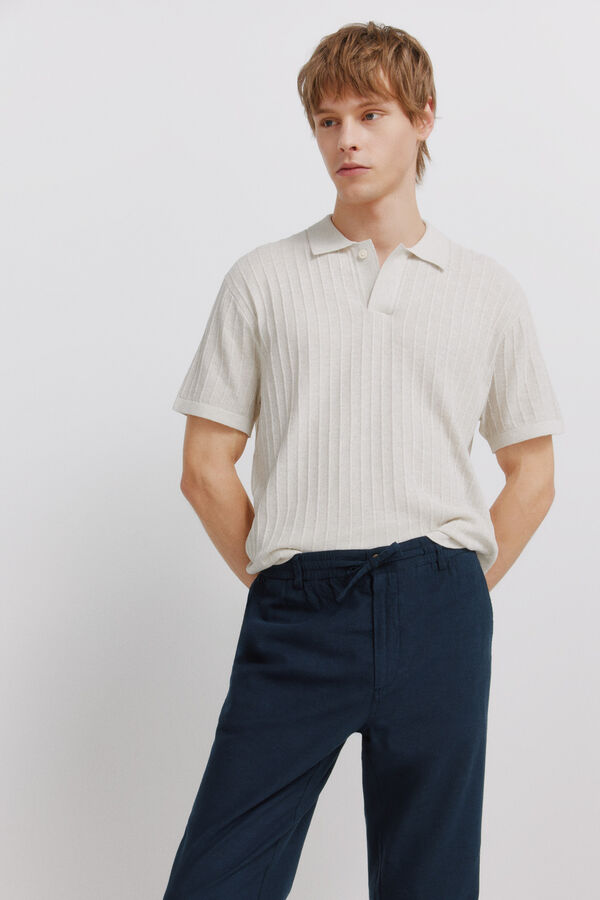 Springfield Pantal&oacute;n chino comfort fit de lino azul