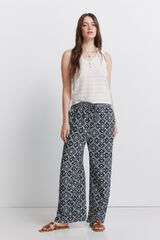 Springfield Pantal&oacute;n fluido estampado marino