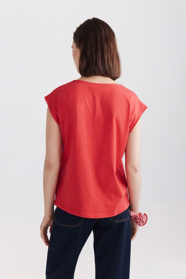 Springfield Playera sin mangas con bolitas rojo