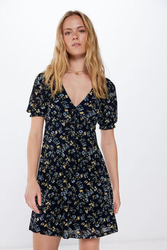 Springfield Vestido corto mangas frunces marino