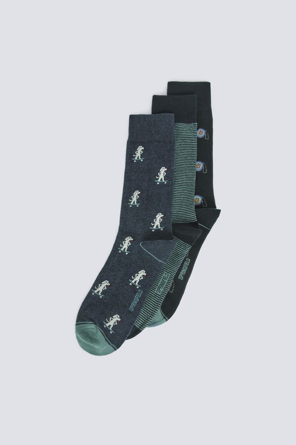 Springfield Pack 3 calcetines largos 90's azul