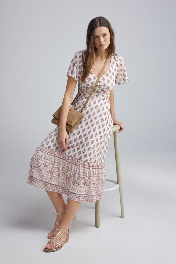 Springfield Vestido midi boho cenefa café