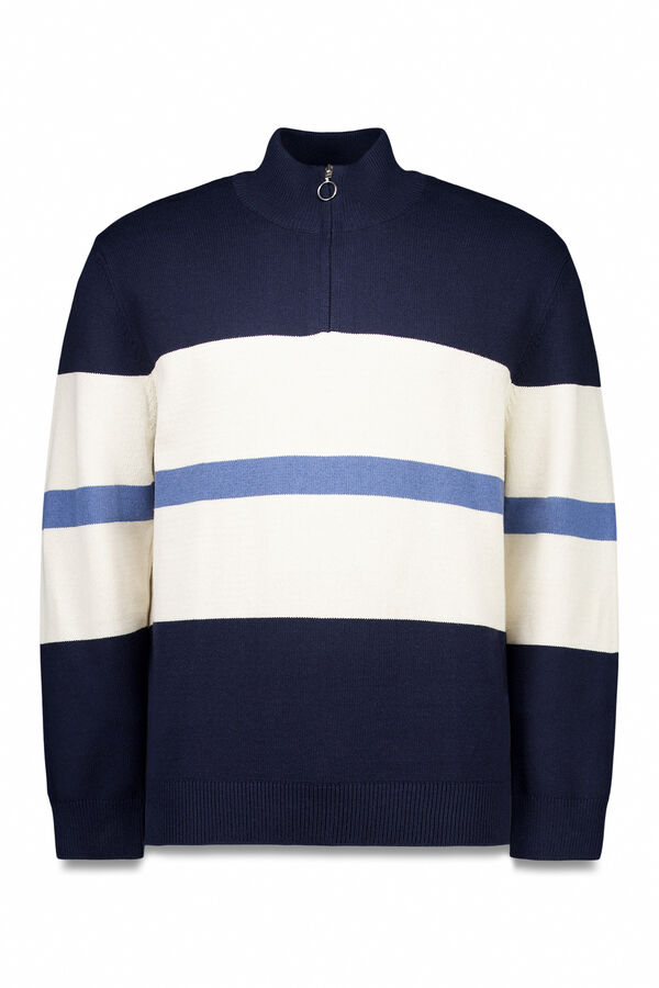 Springfield Suéter cierre bloque color marino