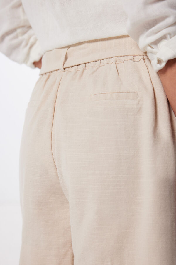 Springfield Shorts cinturón hebilla algodón rústico blanco