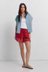 Springfield Short de algod&oacute;n estampado rojo