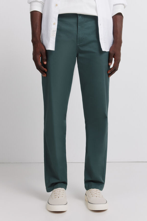 Springfield Pantal&oacute;n chino slim fit de color turquesa
