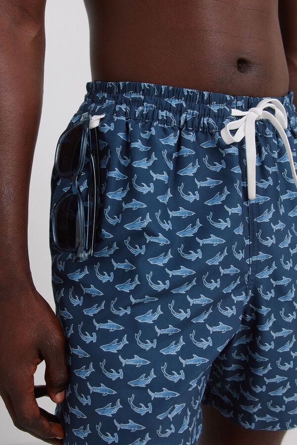 Springfield Traje de ba&ntilde;o estampado de tiburones azulado