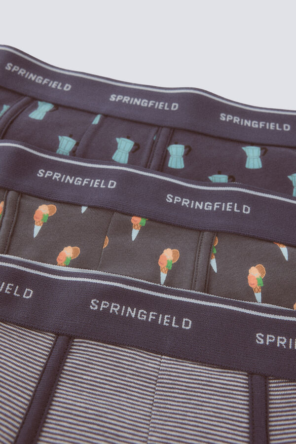 Springfield Pack 3 boxers caf&eacute; con helado azul mezcla