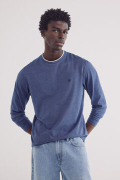 Springfield Playera manga larga microraya doble azul