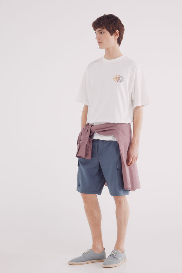 Springfield Bermudas lino cargo comfort fit azul