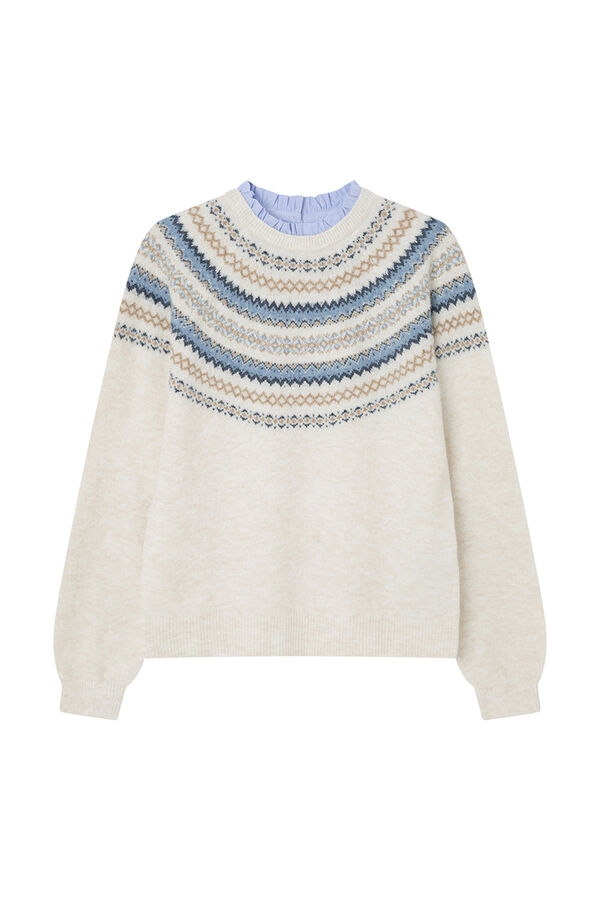 Springfield Su&eacute;ter jacquard cenefas cuello combinado marfil