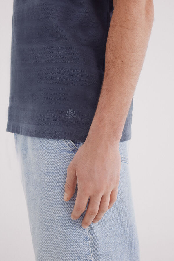 Springfield Playera raya piqué azul indigo