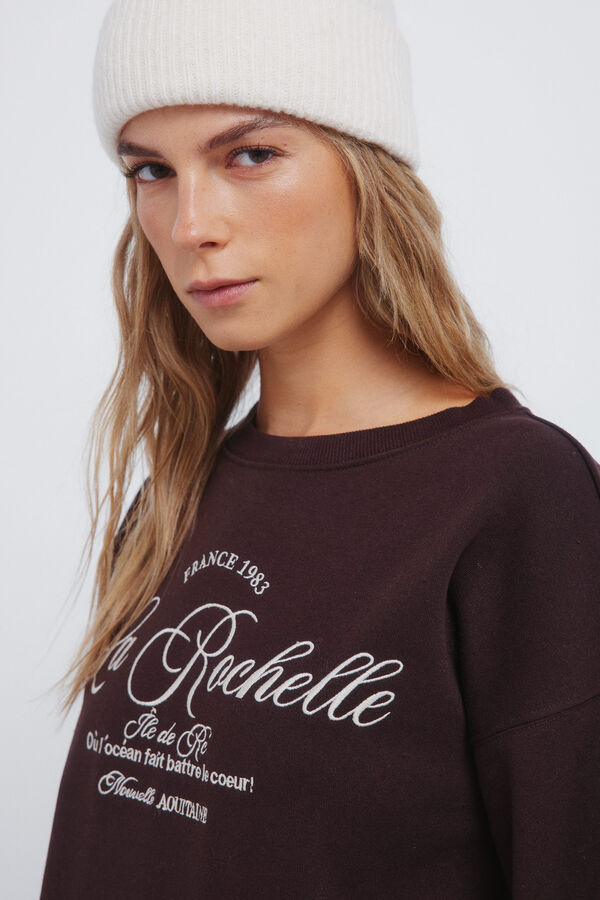 Springfield Sudadera con gr&aacute;fico bordado de la ciudad caf&eacute;