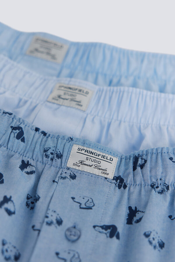 Springfield Paquete de 3 calzones con estampado de perros azul indigo