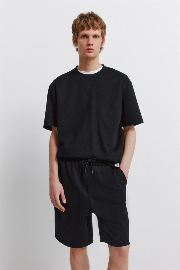 Springfield Bermudas de tela waffle negro