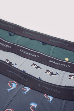 Springfield Pack 3 bóxers animales marinos azul