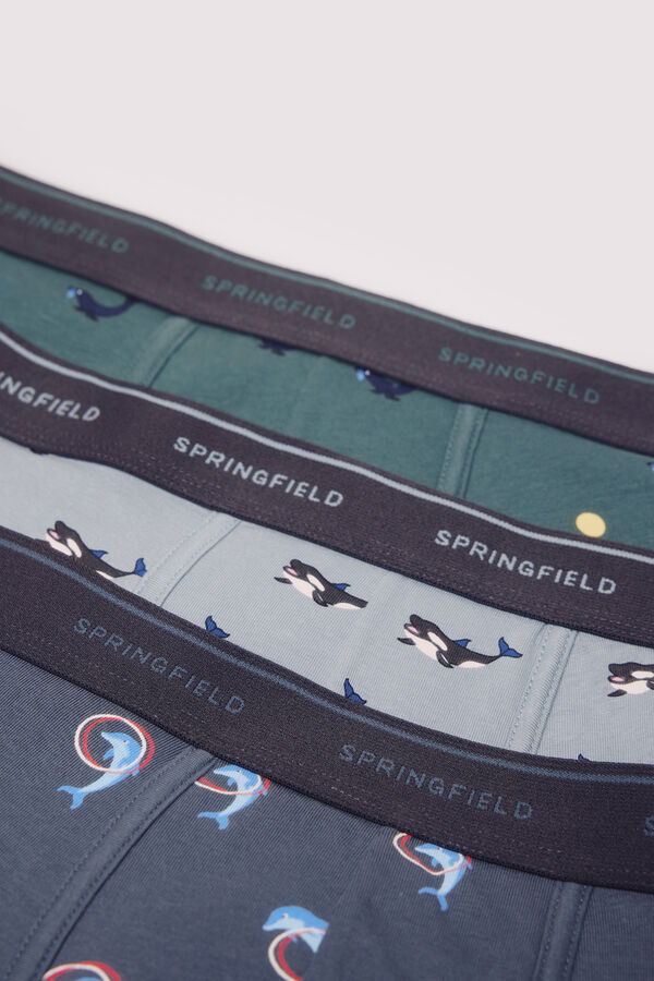 Springfield Pack 3 bóxeres animales marinos azul