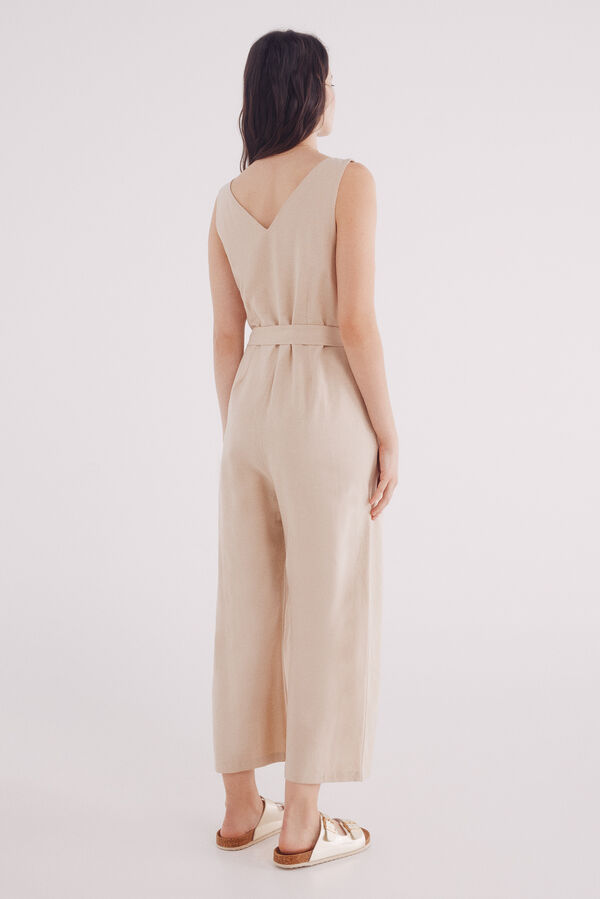 Springfield Jumpsuit tirantes algodón lino estampado