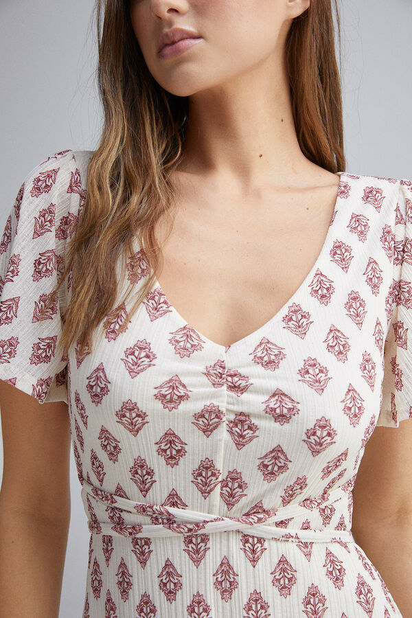 Springfield Vestido midi boho cenefa café