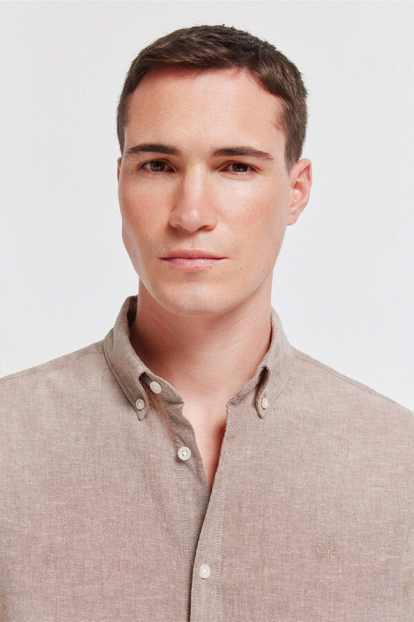 Springfield Camisa lino caf&eacute;