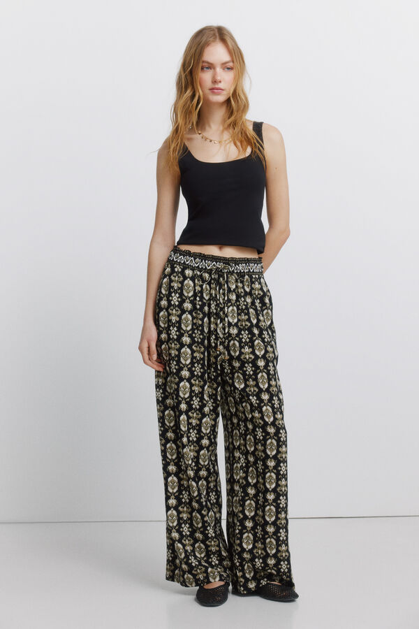 Springfield Pantal&oacute;n estampado r&uacute;stico con cord&oacute;n negro