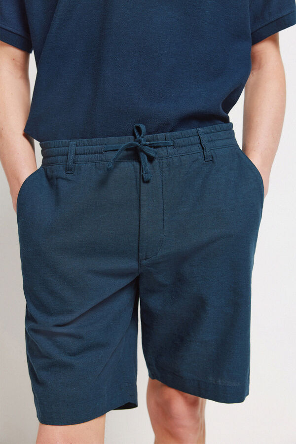 Springfield Bermudas slim fit c&oacute;modas de lino azul