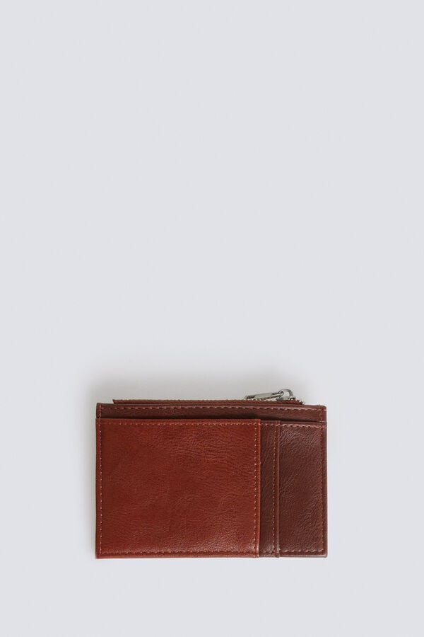 Springfield Monedero tarjetero de efecto piel bicolor nude