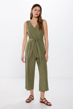 Springfield Jumpsuit lino botones verde