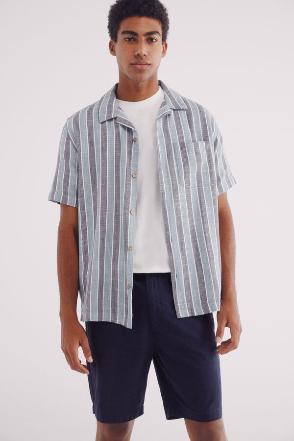 Springfield Bermuda lino slim fit azulado
