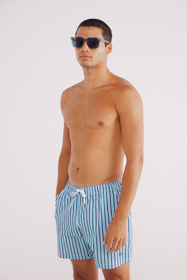 Springfield Bañador seersucker estampado rayas azul