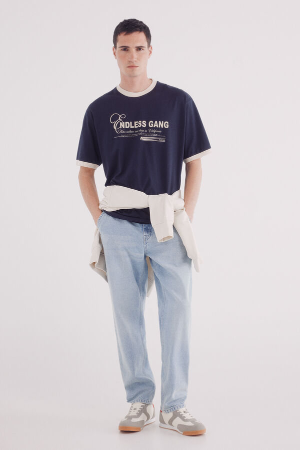 Springfield Playera gang rib contraste azul