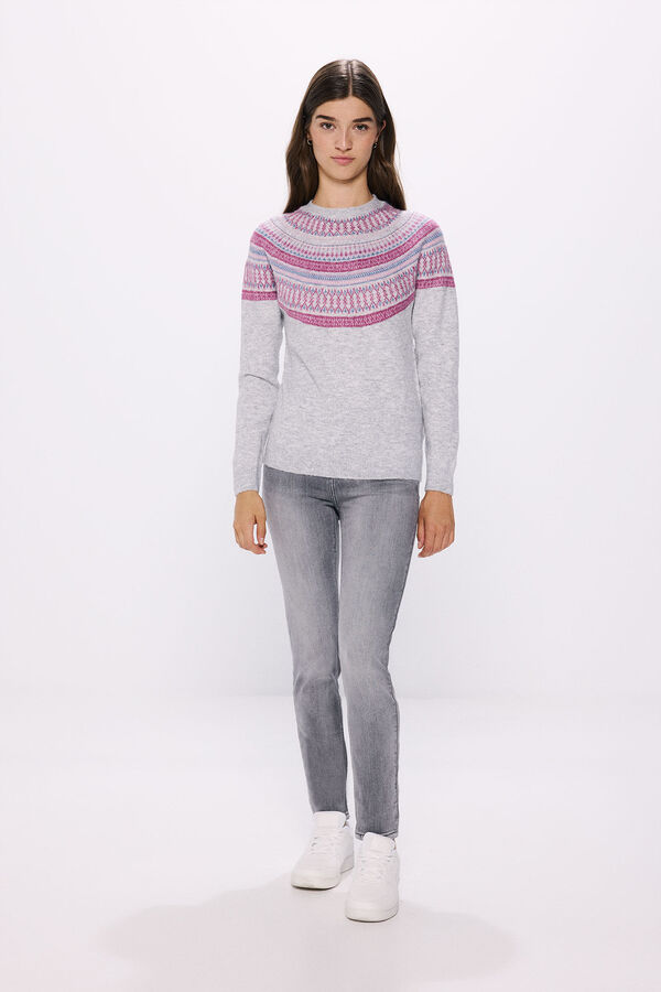 Springfield Su&eacute;ter cenefas jacquard violeta gris