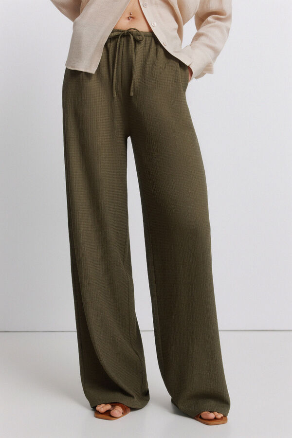 Springfield Pantal&oacute;n largo holgado de estructura kaki