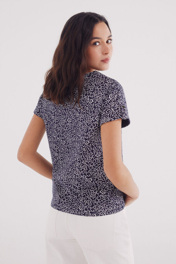 Springfield Playera manga vuelta trabilla estampada marino