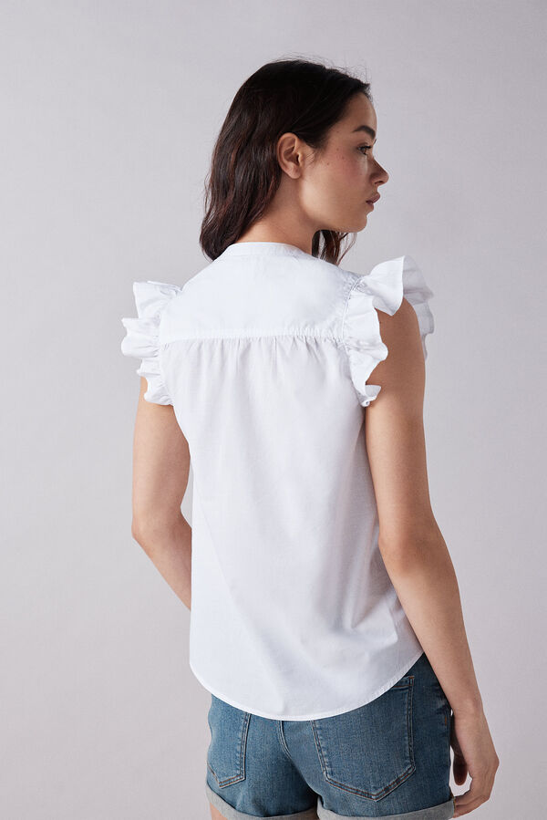 Springfield Blusa lace insertado blanco