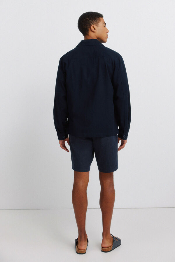 Springfield Bermudas dobby comfort fit de lino azul