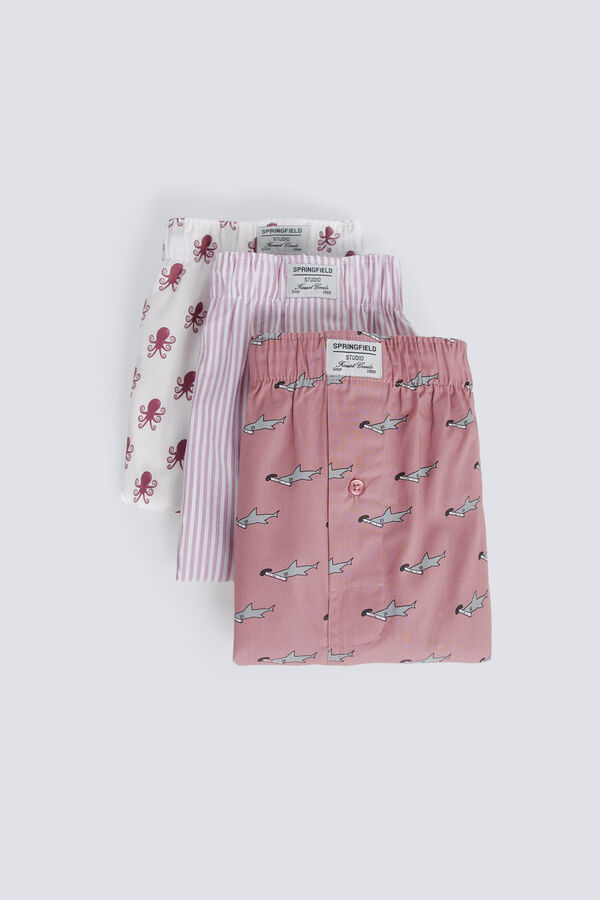 Springfield Pack de 3 calzones con estampado de animales marinos rosa