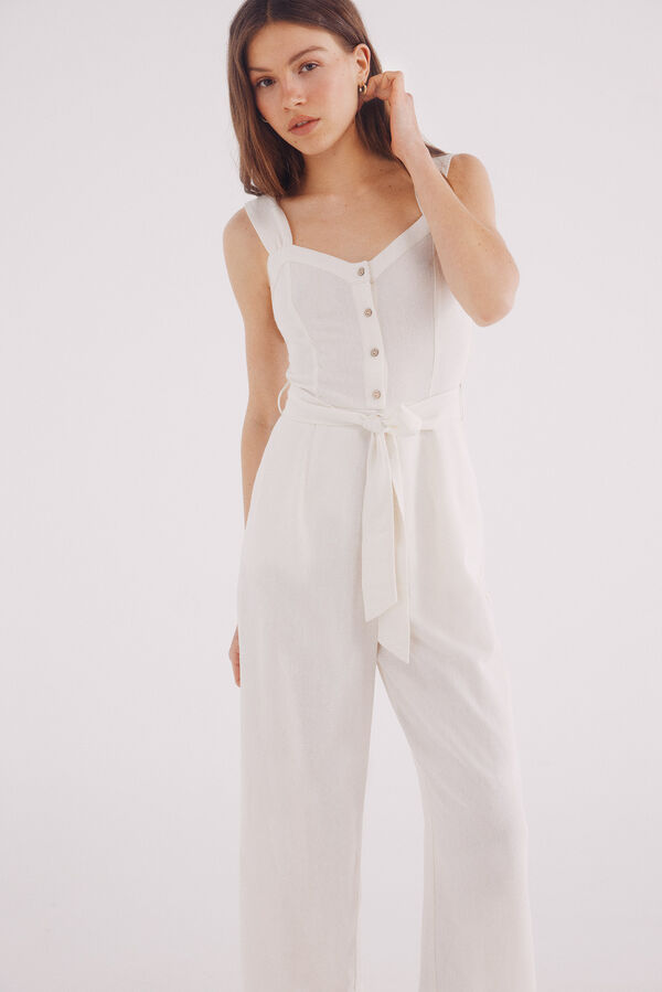 Springfield Jumpsuit lino tirantes estampado