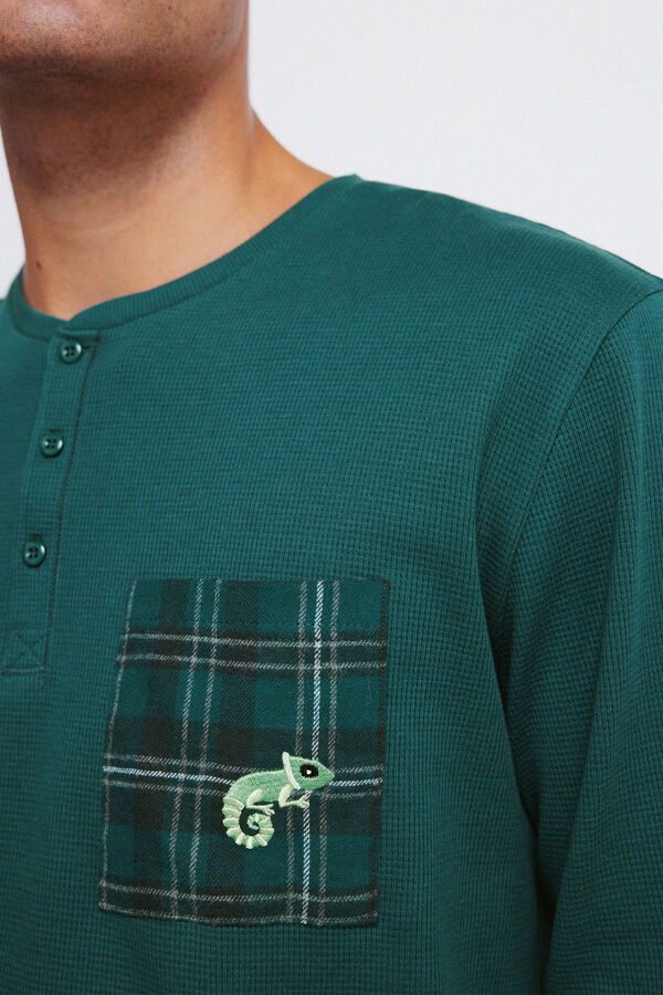 Springfield Pijama larga con pantalón de cuadros verde