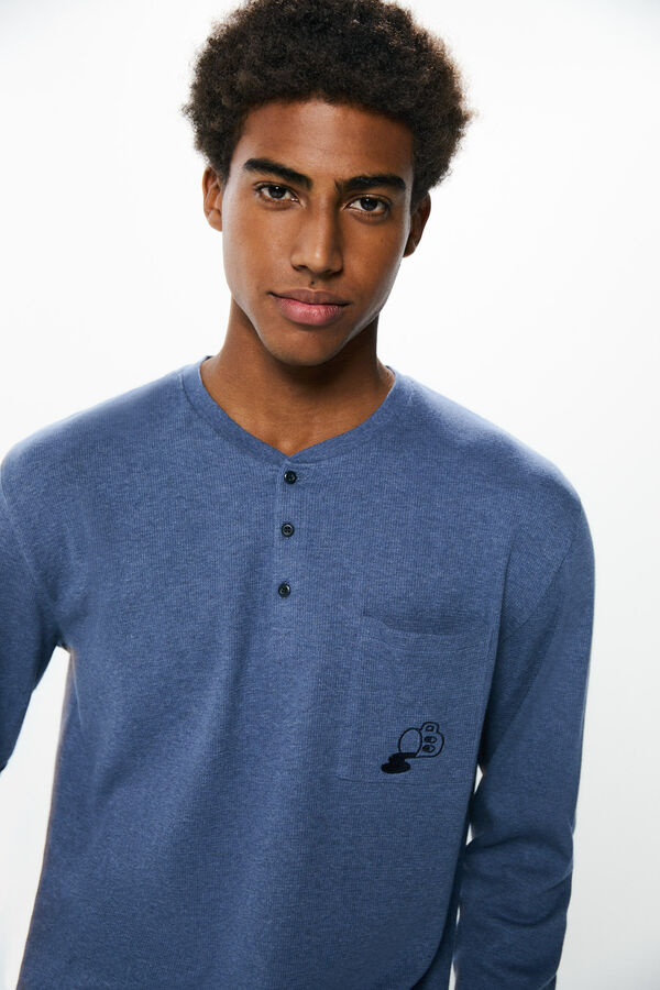 Springfield Pijama largo waffle café azul