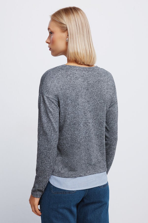 Springfield Playera combinada con botones laterales gris