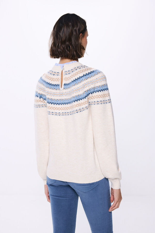 Springfield Su&eacute;ter jacquard cenefas cuello combinado marfil