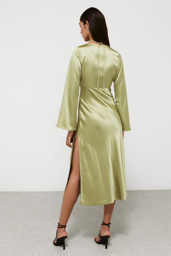 Springfield Vestido Midi Satinado verde