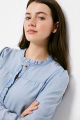 Springfield Blusa Vaquera Tencel azul tinta